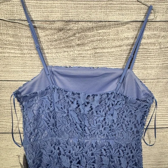 New Women’s NSR Floral Lace Tiered Midi A-line Dress Size M Cornflower Blue - Picture 9 of 11